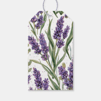 Purple Lavender Blooms Watercolor Botanical Gift Tags