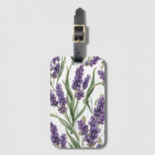 Purple Lavender Blooms Watercolor Botanical Luggage Tag