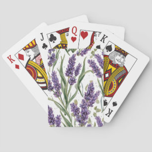 Purple Lavender Blooms Watercolor Botanical Playing Cards