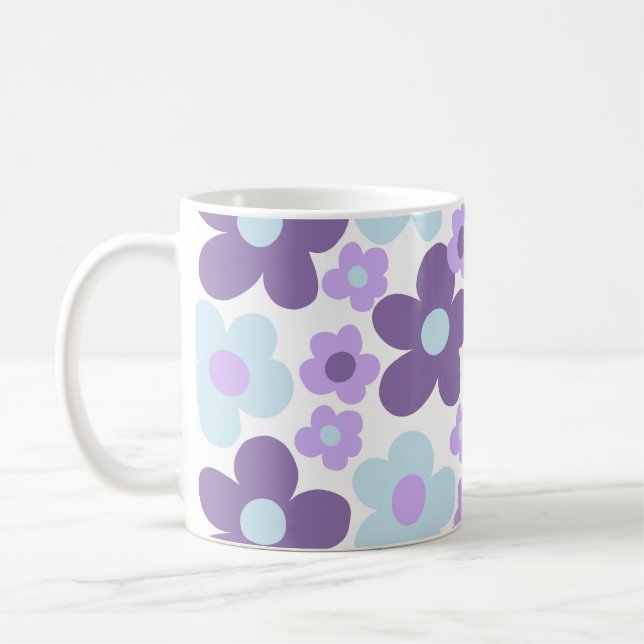 Purple Lavender Blue Daisies Retro Dream #1 #retro Coffee Mug (Left)