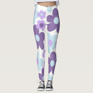 Purple Lavender Blue Daisies Retro Dream #1 #retro Leggings