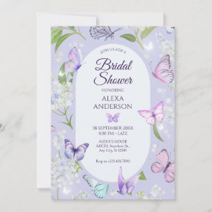 Purple lavender butterfly floral Bridal Shower Invitation