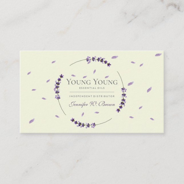 Purple Lavender Circle Framed Essential Oils Business Card (Front)