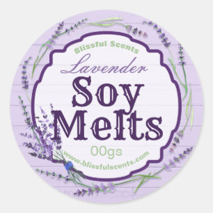 Purple Lavender Country Wood Soy Wax Melts Labels