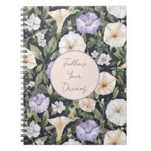 Purple Lavender Cream Petunia Flowers Notebook