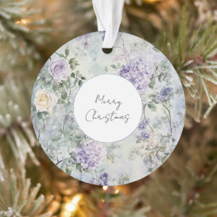 Purple Lavender Cream Rose Floral Bridal Shower Ornament