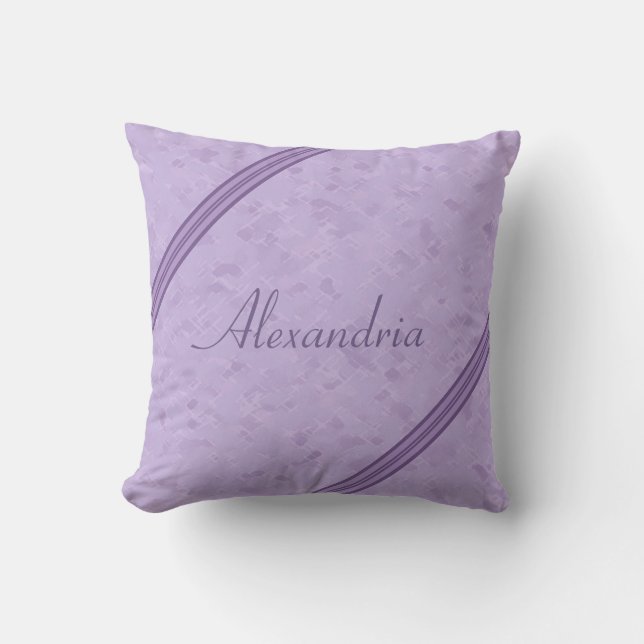 Purple Lavender Custom Striped Monogram Cushion (Front)