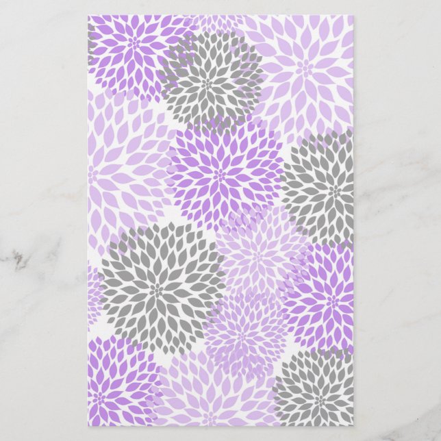Purple Lavender Dahlia Scrapbook Crafting Paper (Front)