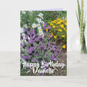 Purple Lavender & Daisy Flower Floral Birthday Card