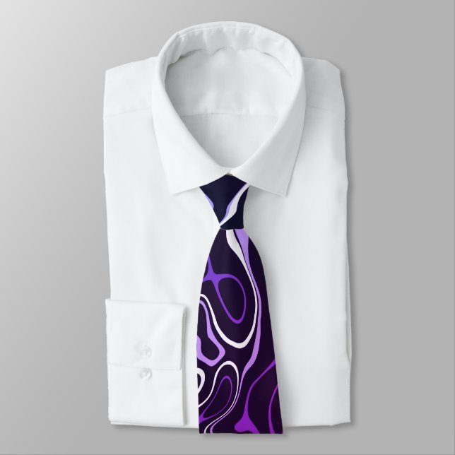 Purple lavender damascus abstract swirls pattern tie (Tied)