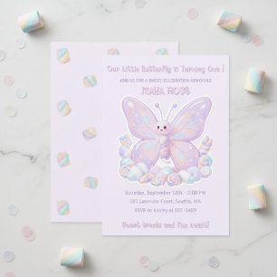 Purple Lavender Dream Butterfly Kids Birthday  Invitation