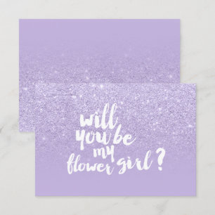 Purple lavender faux glitter ombre flower girl invitation