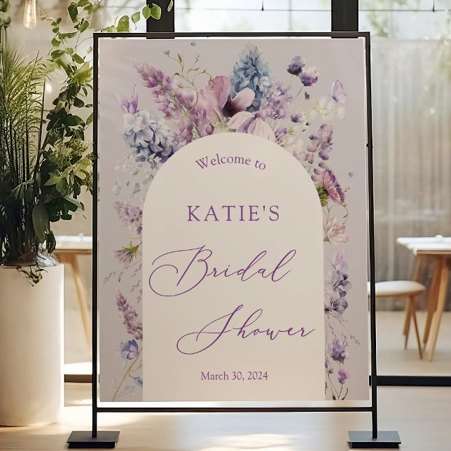 Purple + Lavender Flora Bridal Shower Welcome Sign (Creator Uploaded)
