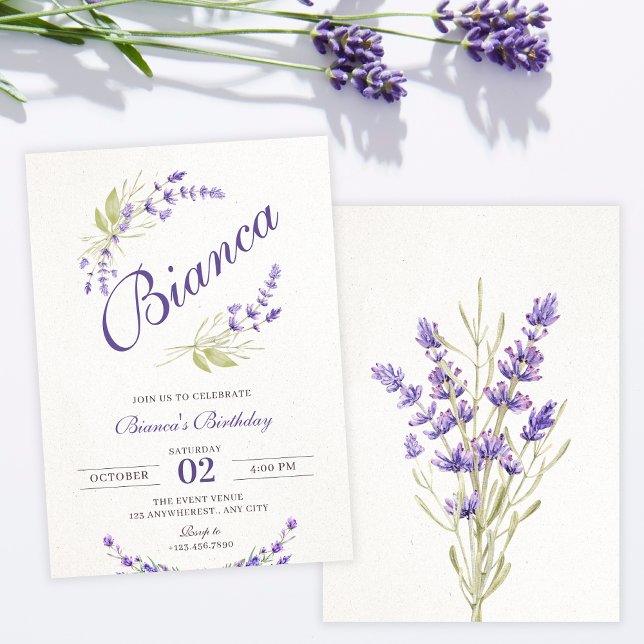 Purple Lavender floral birthday Invitation (Creator Uploaded)