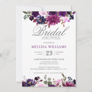 Purple Lavender Floral Boho Bridal Shower Invitation