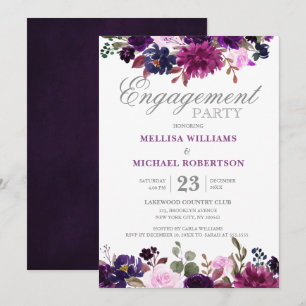 Purple Lavender Floral Boho Engagement party Invitation