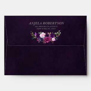 Purple Lavender Floral Boho Return address envelop Envelope