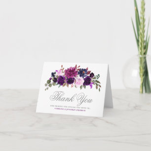 Purple Lavender Floral Boho Thank you card