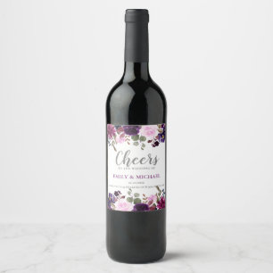Purple Lavender Floral Boho Wedding beverage label