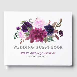 Purple Lavender Floral Boho Wedding Guest Book