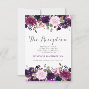 Purple Lavender Floral Boho Wedding Reception card