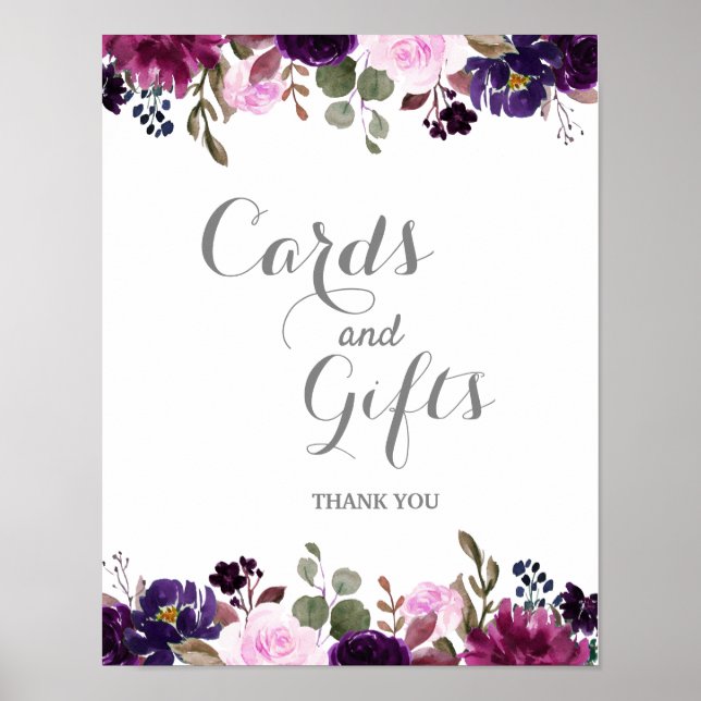 Purple Lavender Floral Boho Wedding sign poster (Front)