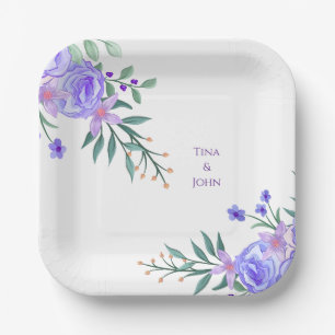 Purple Lavender Floral Botanical All-In-One Foil W Paper Plate