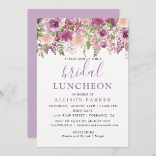 Purple Lavender Floral Bridal Luncheon Invitation