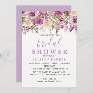 Purple Lavender Floral Bridal Shower Invitation