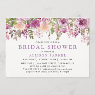 Purple Lavender Floral Bridal Shower Invitation