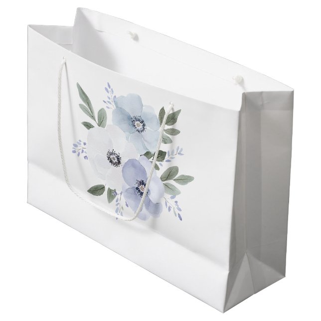 Purple Lavender Floral Bridal Shower Large Gift Bag (Front Angled)
