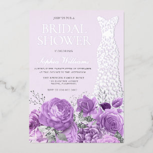 Purple Lavender Floral Bridal Shower Silver Gown