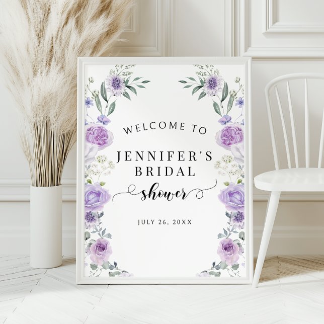 Purple Lavender Floral Bridal Shower Welcome Sign (Creator Uploaded)