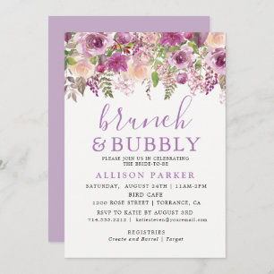 Purple Lavender Floral Brunch & Bubbly Invitation