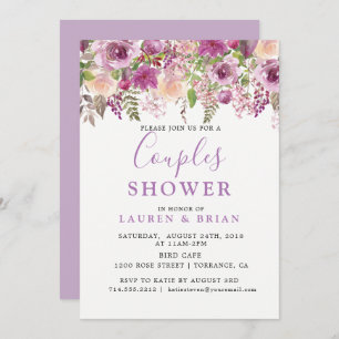 Purple Lavender Floral Co-ed Couples Shower Invitation