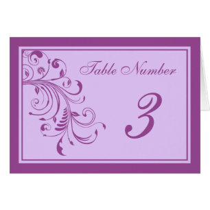 Purple & Lavender Floral Curls Wedding Table Cards