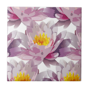 Purple Lavender Floral Design Yellow Flower Tile