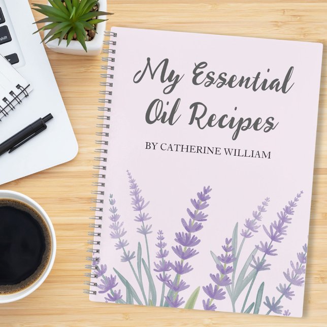 Purple Lavender Floral Essential Oil Recipe Notebook (In situ)