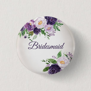 Purple Lavender Floral Greenery Bridesmaid 3 Cm Round Badge