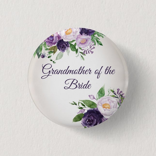 Purple Lavender Floral Greenery Grandmother Bride 3 Cm Round Badge (Front)