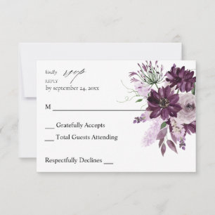 Purple & Lavender Floral no Meal RSVP Card