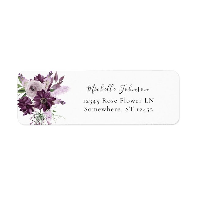 Purple & Lavender Floral Return Address (Front)