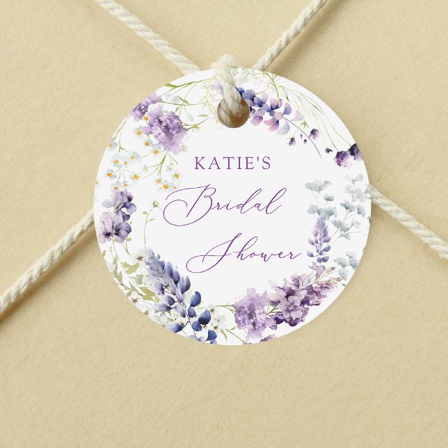 Purple + Lavender Floral Round Favour Tag (Creator Uploaded)