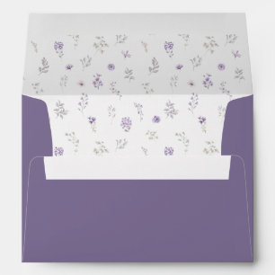 Purple lavender floral rustic romantic wedding envelope