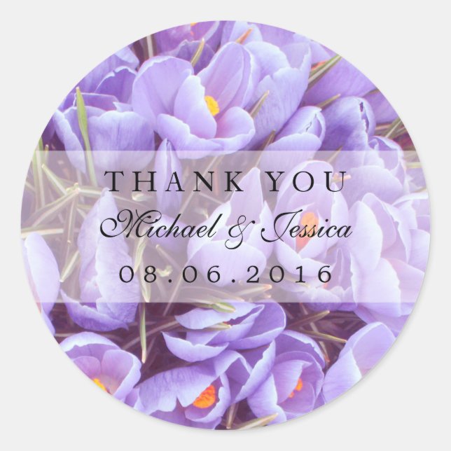 Purple Lavender Floral Thank You Label Stickers (Front)