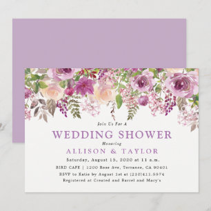 Purple Lavender Floral Violet Wedding Shower Invitation