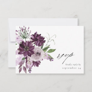 Purple & Lavender Floral w Meal RSVP Card