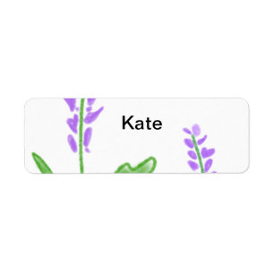 Purple lavender floral watercolor add name text cu