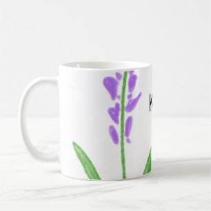 Purple lavender floral watercolor add name text cu coffee mug