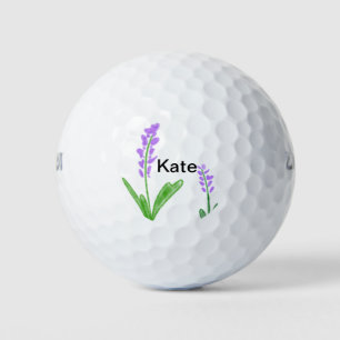 Purple lavender floral watercolor add name text cu golf balls